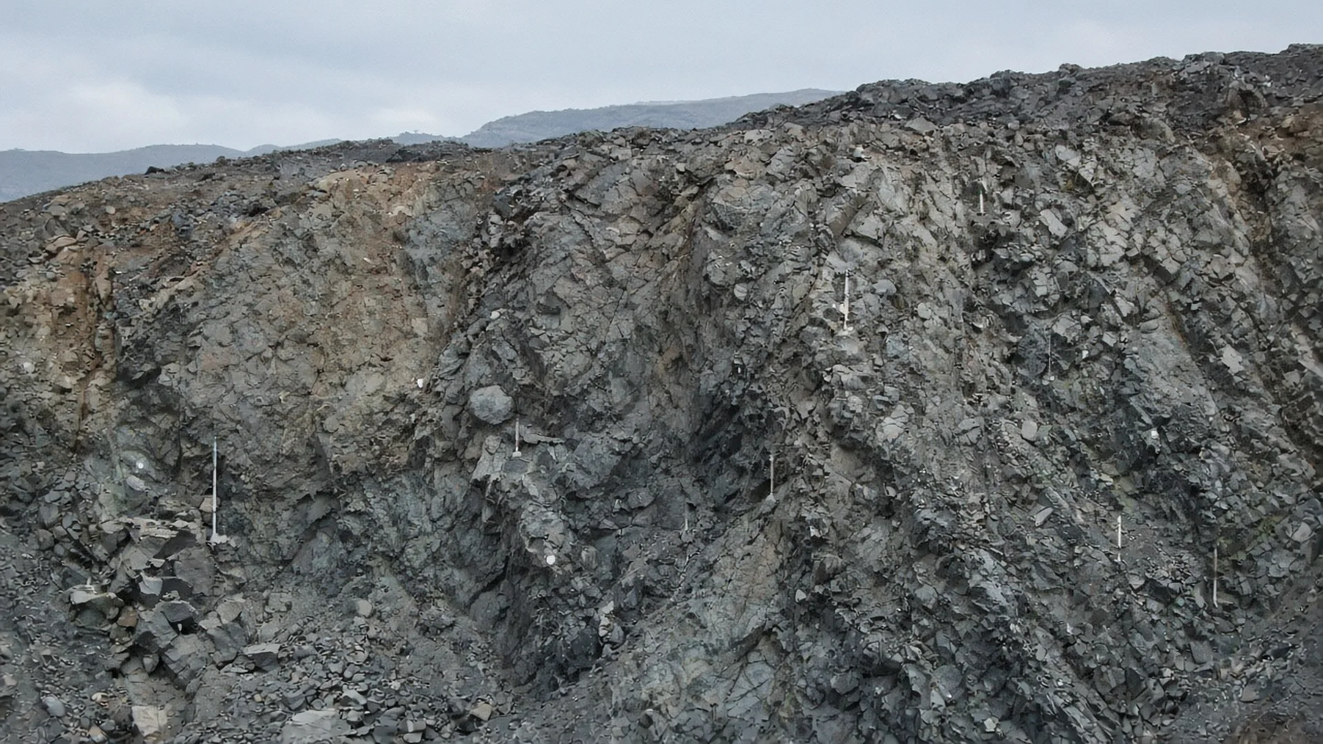 Rock slope with geotechnical instrumentation