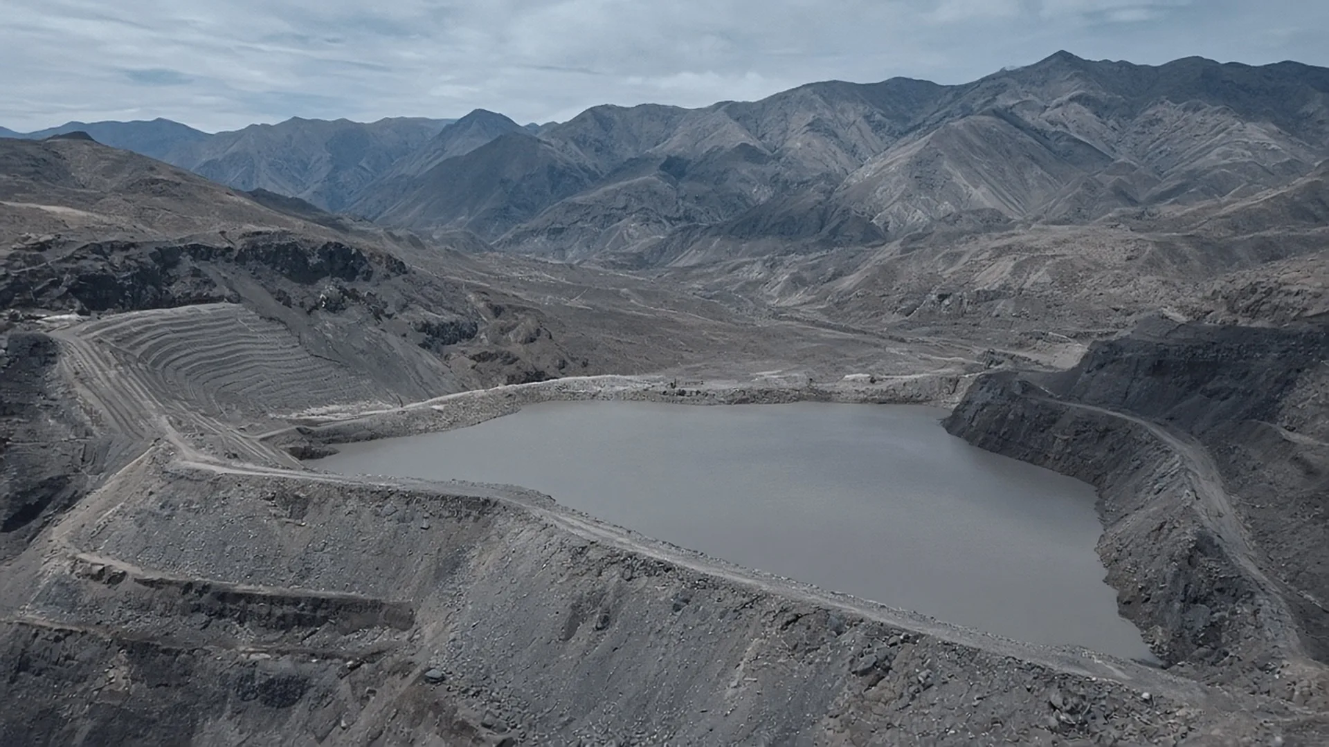 Aerial view of a tailings facility